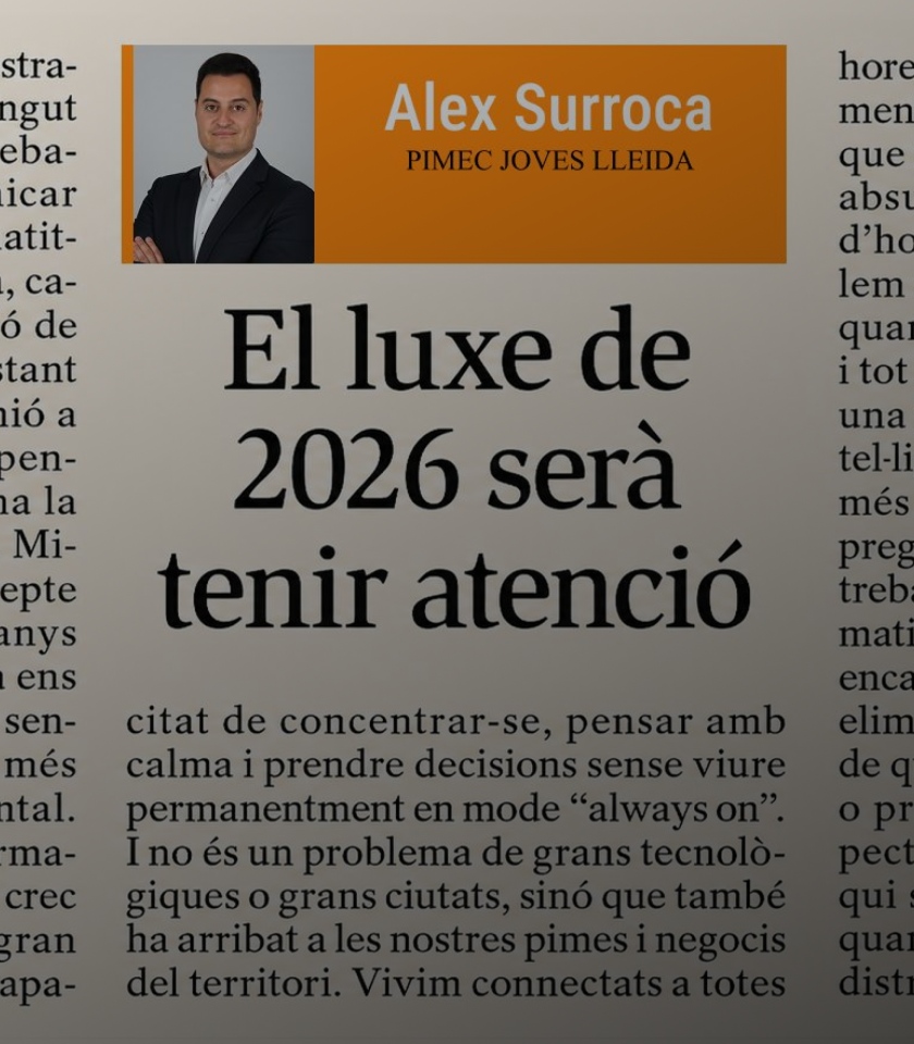 Nuestro CEO, Alex Surroca, publica una nueva columna en el diario SEGRE sobre inteligencia artificial, productividad y atención.
